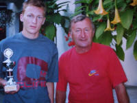 Stefan z ojcem, medalist M w Falun (1974), Szczyrk, sierpie 2003 r.